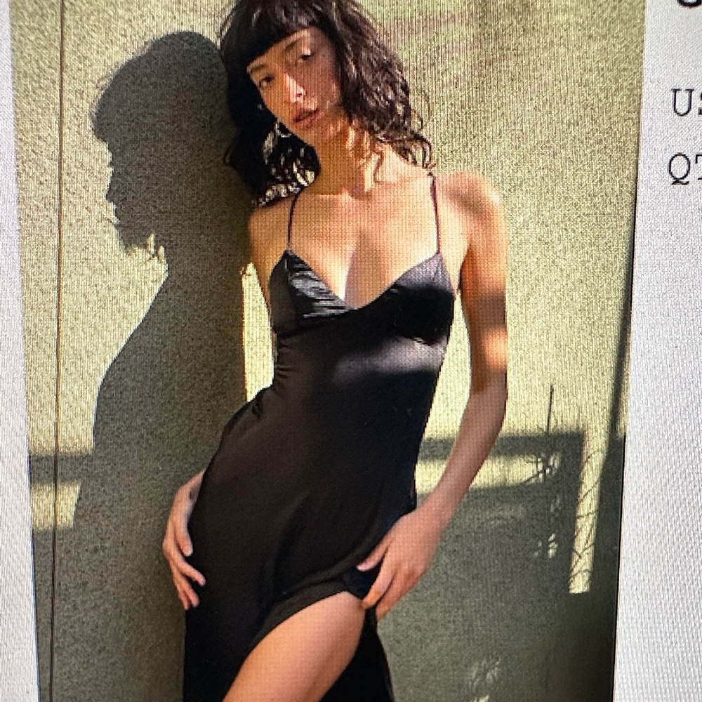 Gigi Midi Dress from Princess Polly (Black Satin Slip Dress) NWT!
